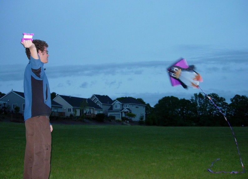 Alex Flying His Tux Kite