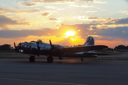 B-17 Bomber with Sunset